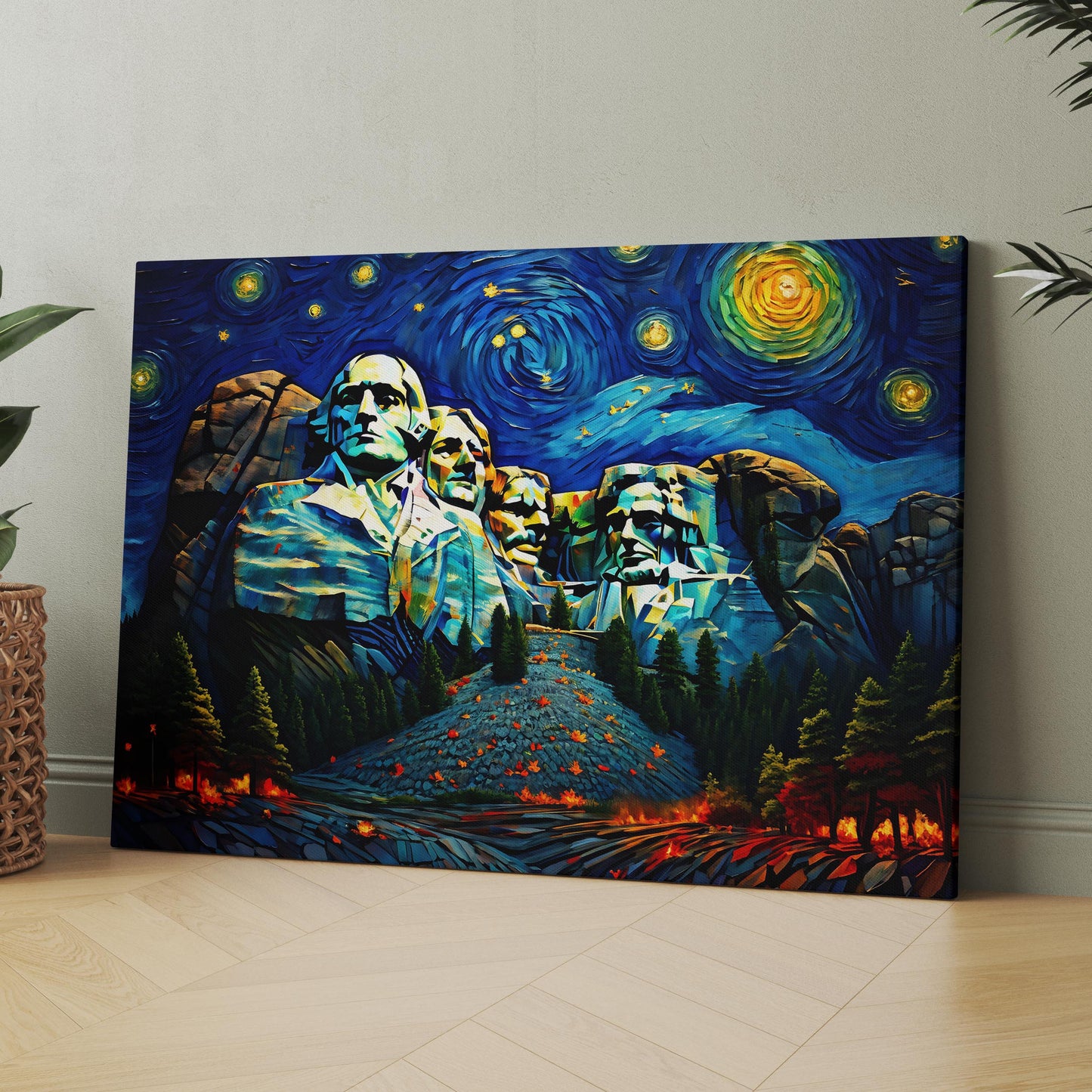 Mount Rushmore as Van Gogh Starry Night