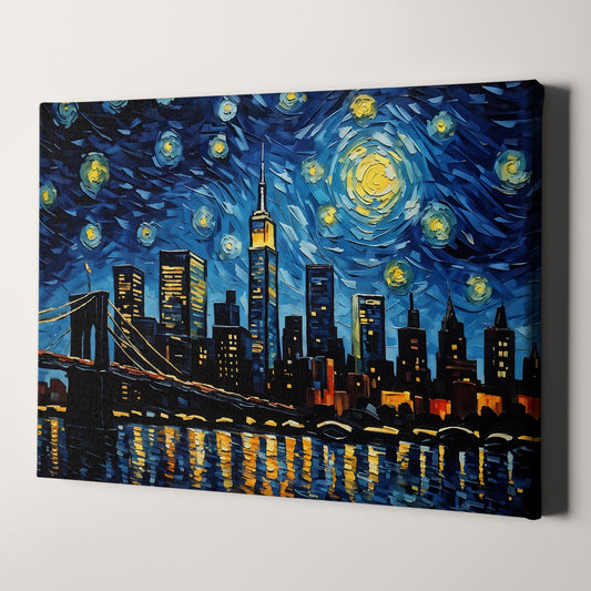 NYC City Skyline as Van Gogh Starry Night