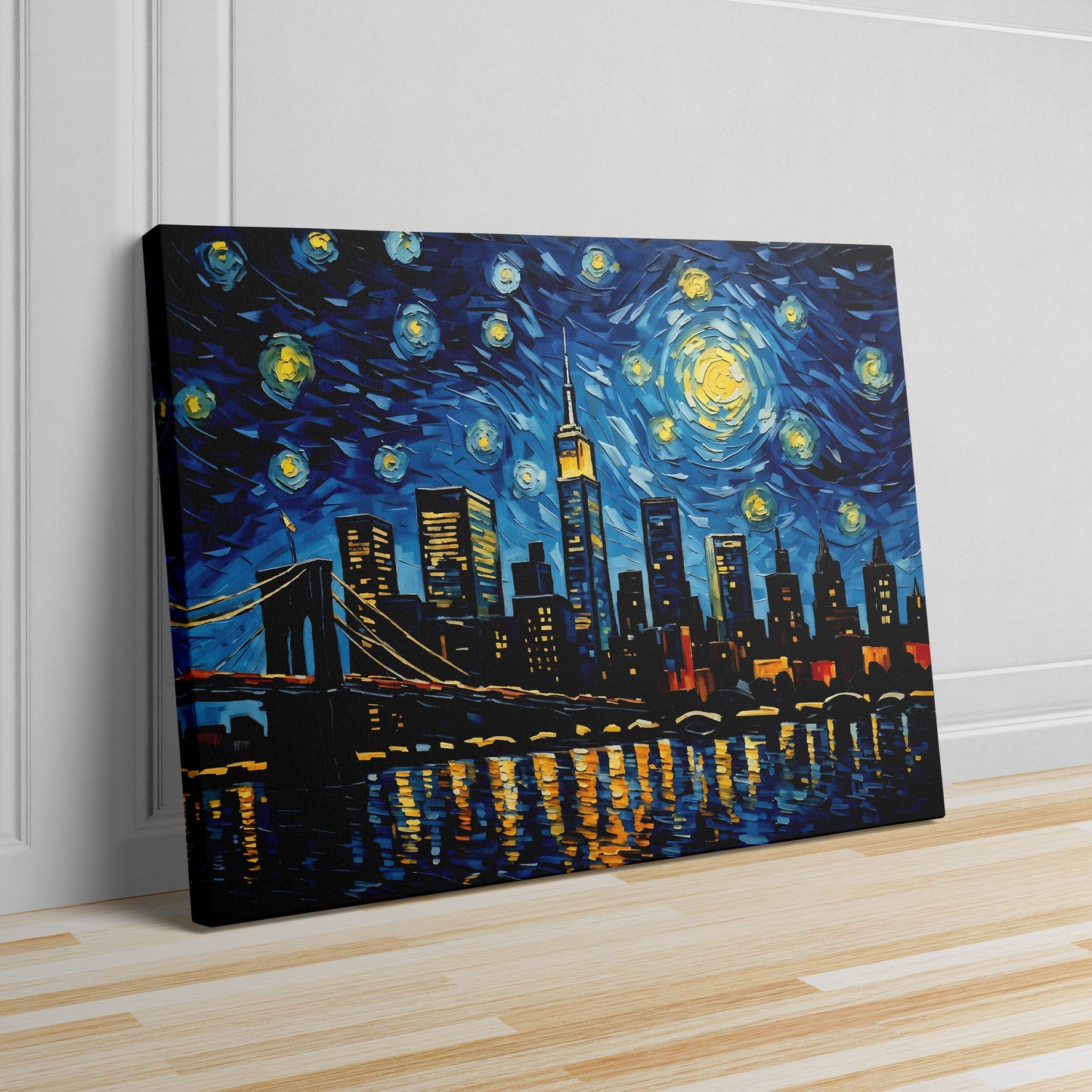 NYC City Skyline as Van Gogh Starry Night