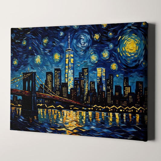 New York City Skyline as Van Gogh Starry Night