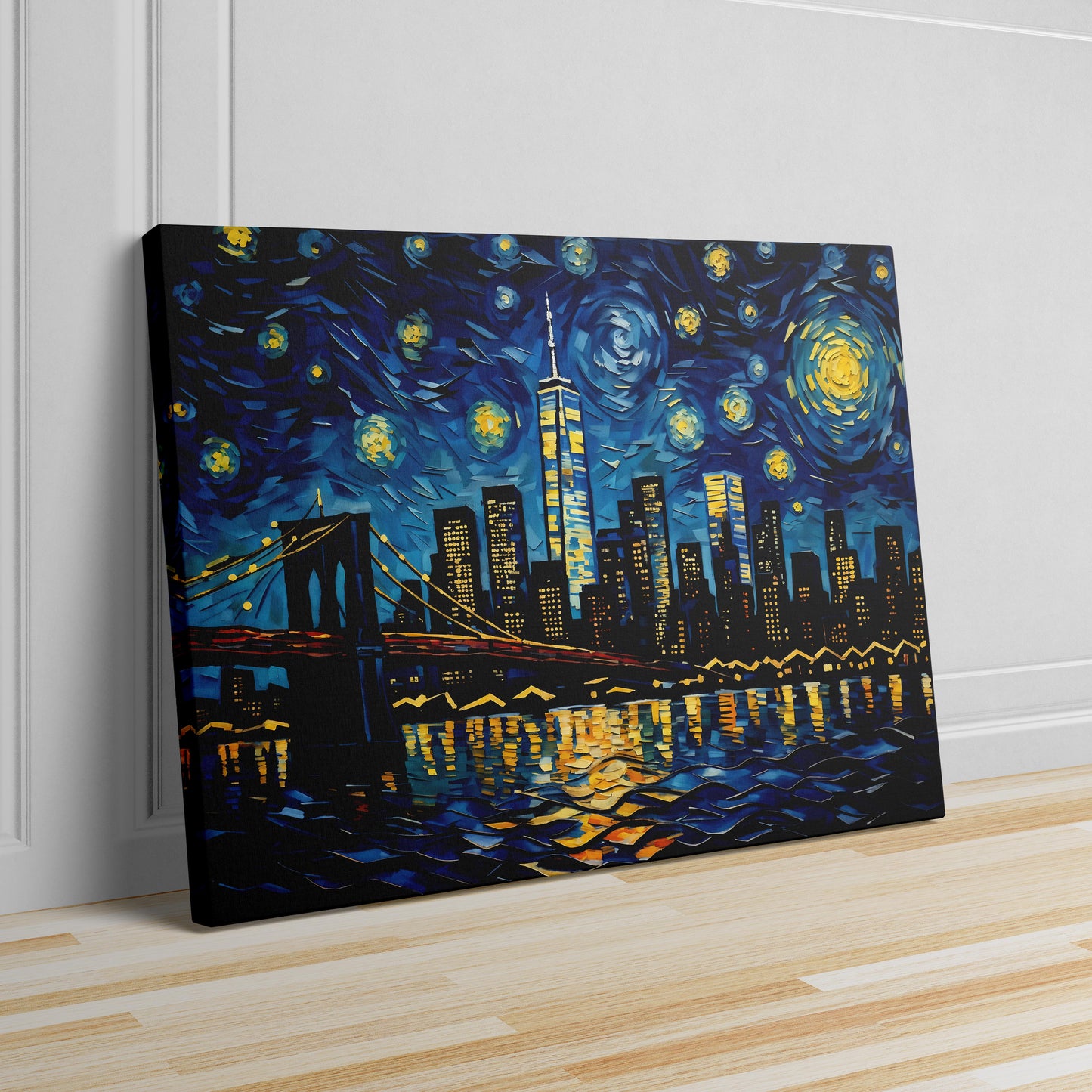 New York City Skyline as Van Gogh Starry Night