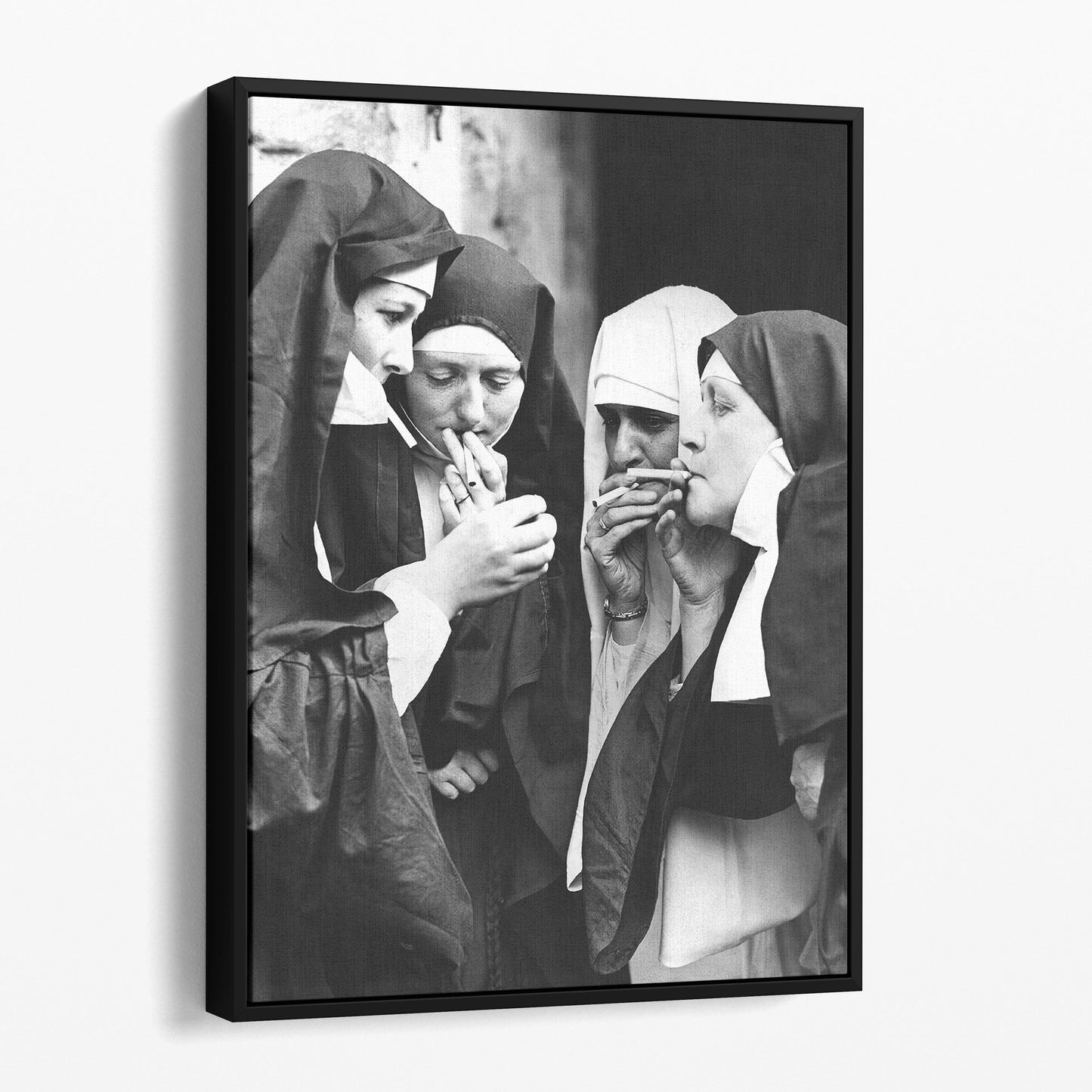 Nuns Lighting Up Smoking Cigarettes