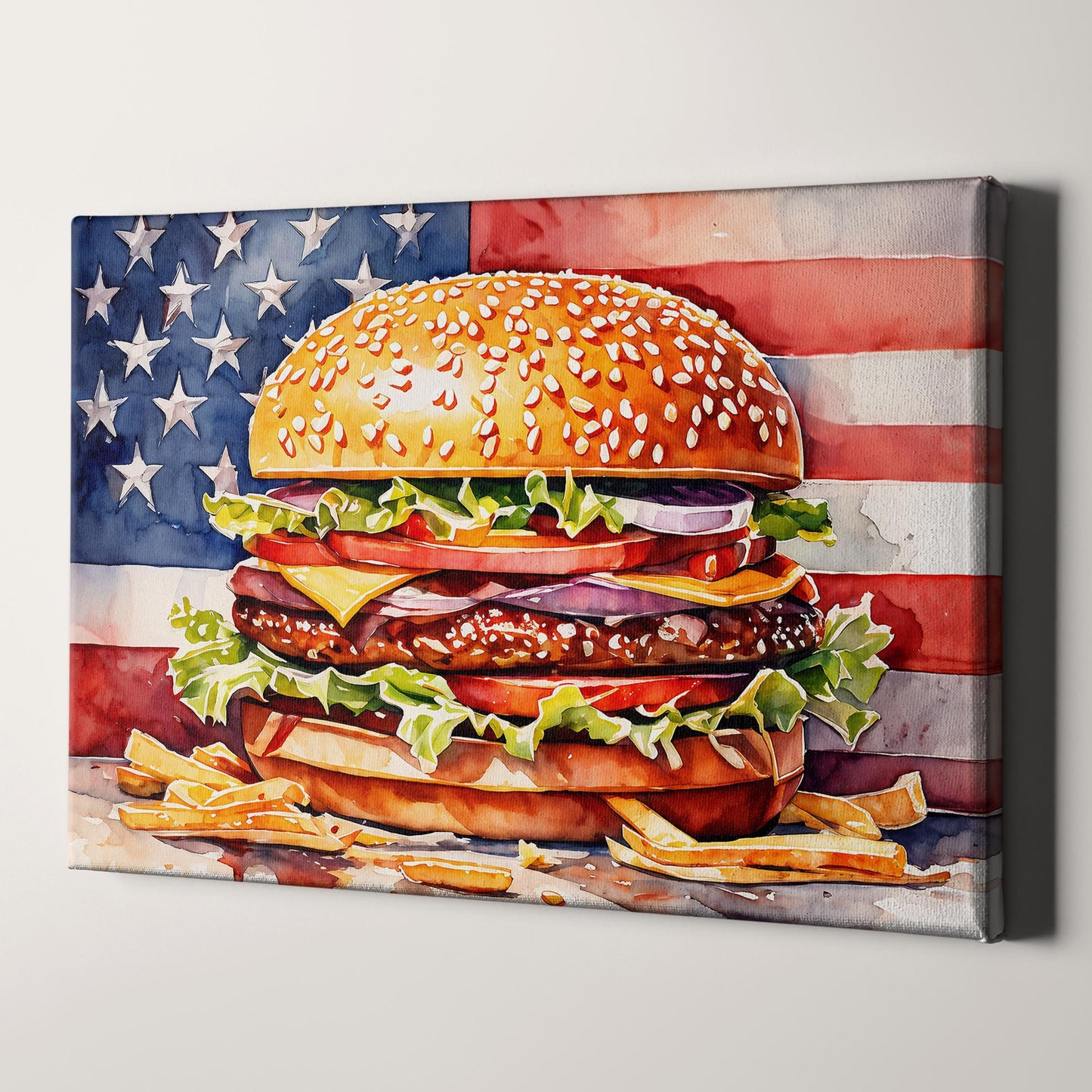 Patriotic Cheeseburger with American Flag