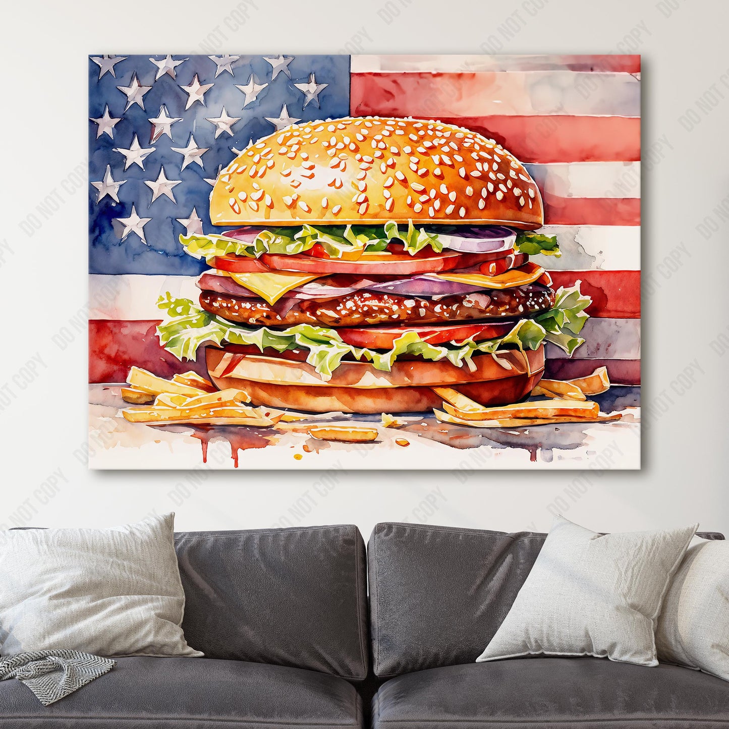 Patriotic Cheeseburger with American Flag