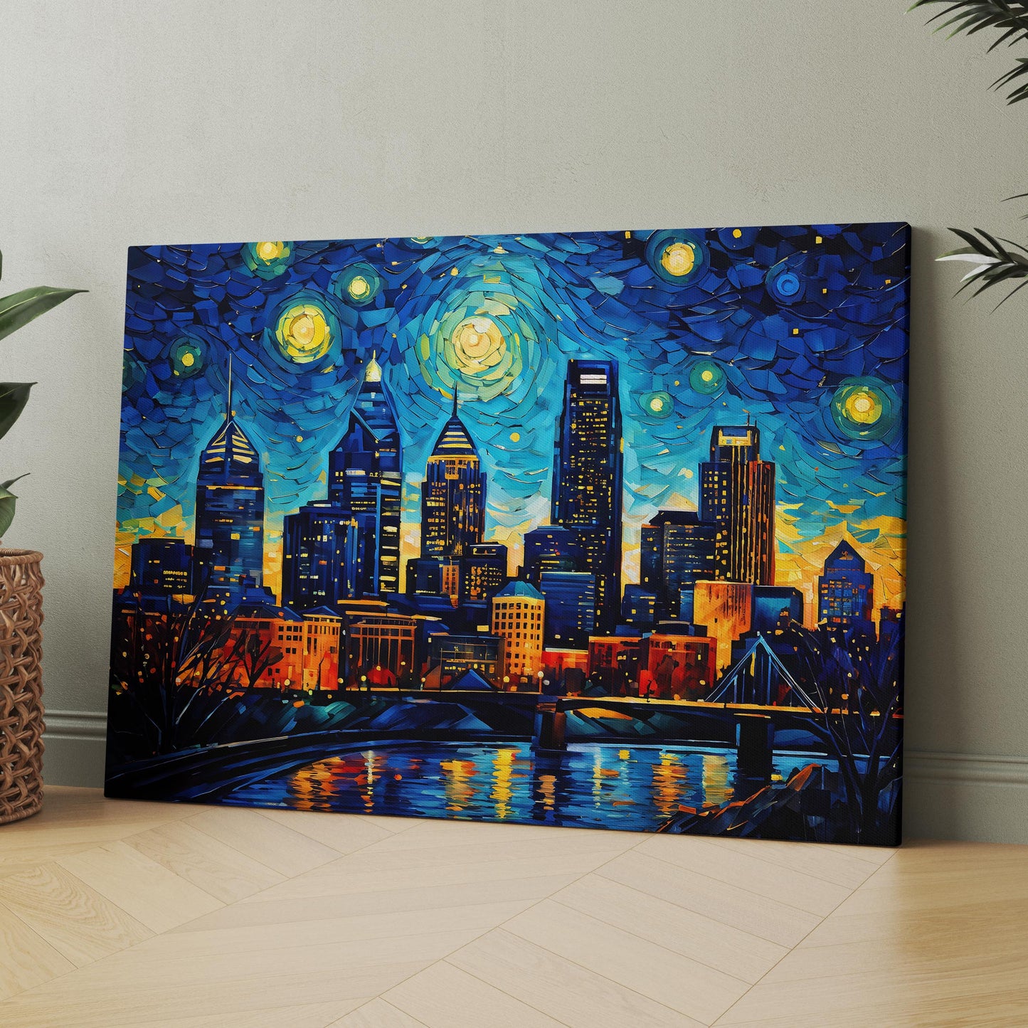 Philadelphia City Skyline as Van Gogh Starry Night