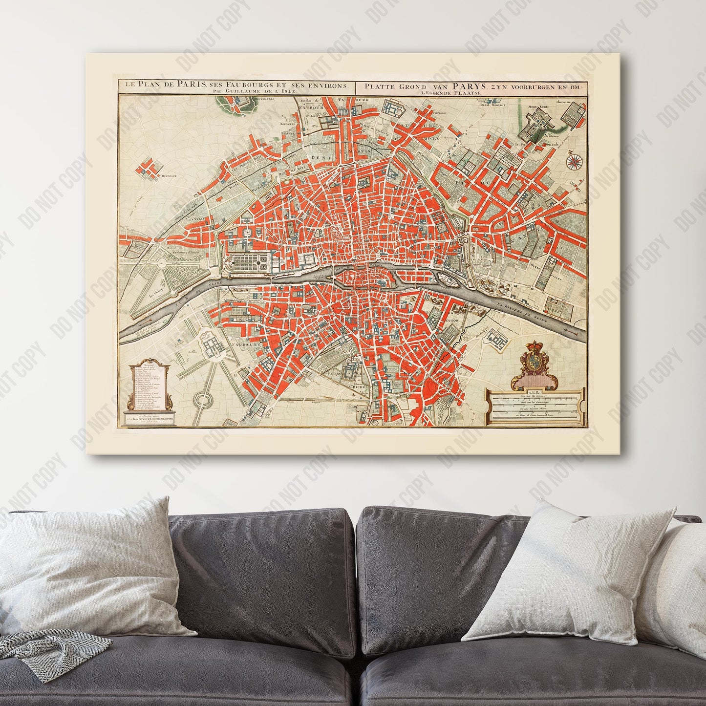 Plattegrond van Parijs (ca. 1721–1774) by Guillaume Delisle