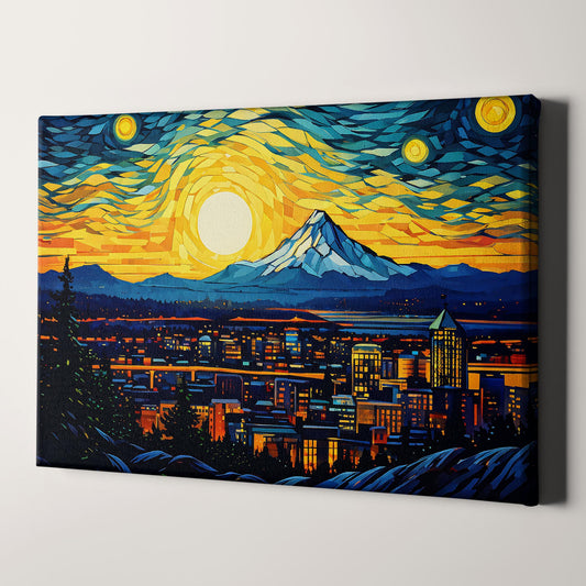Portland Oregon as Van Gogh Starry Night