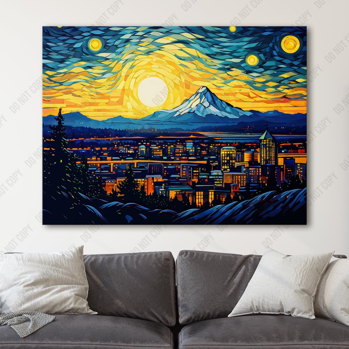 Portland Oregon as Van Gogh Starry Night