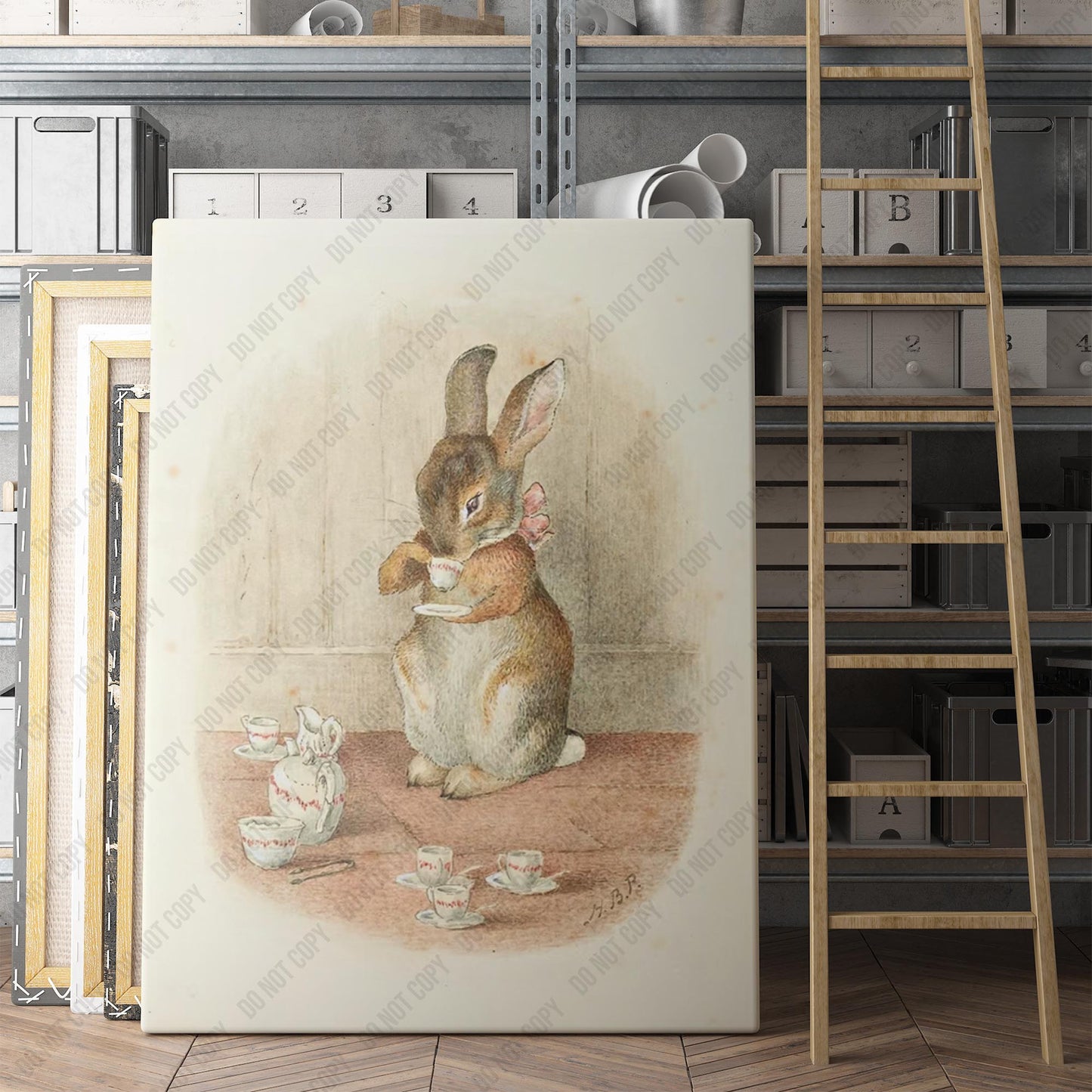 Rabbit Drinking His Tea (1893) by Beatrix Potter