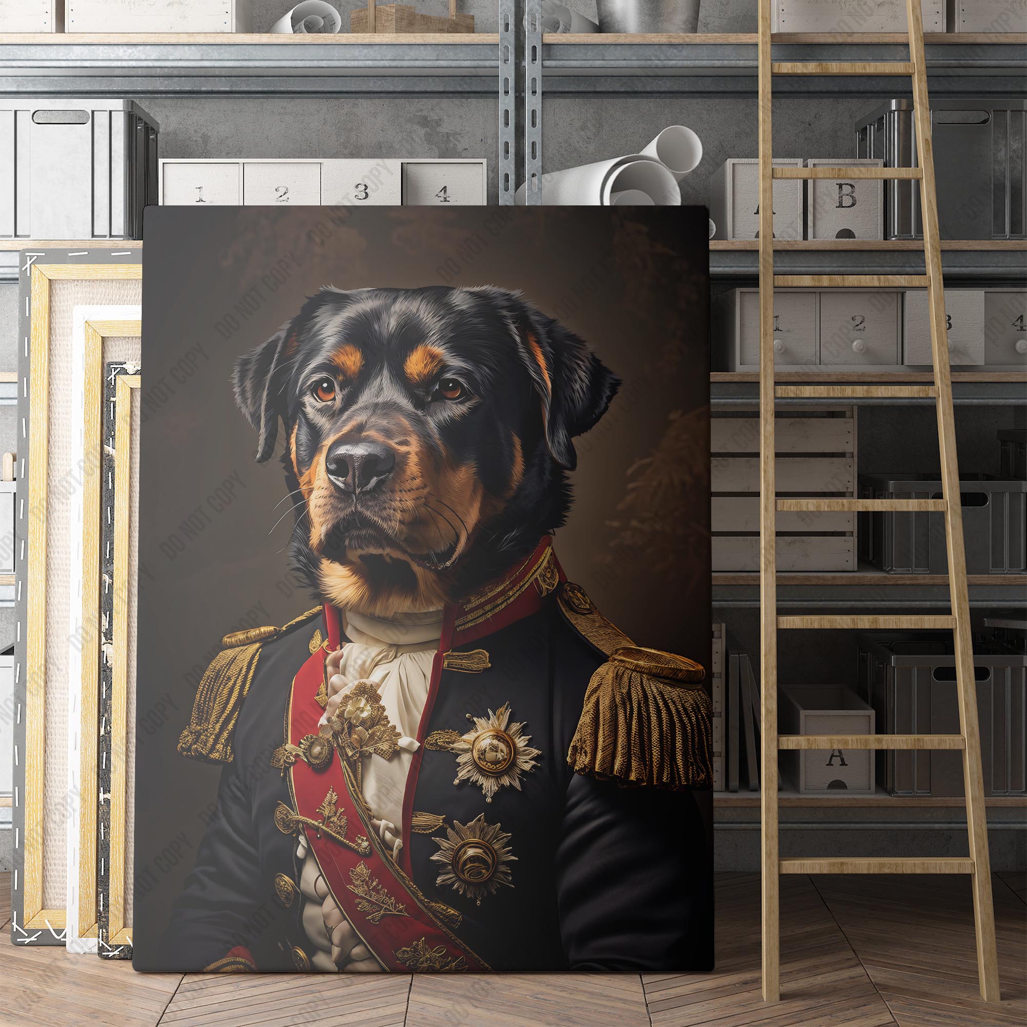 On sale Rottweiler black velvet painting