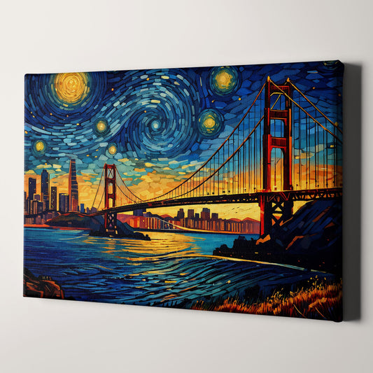 San Francisco City Skyline as Van Gogh Starry Night