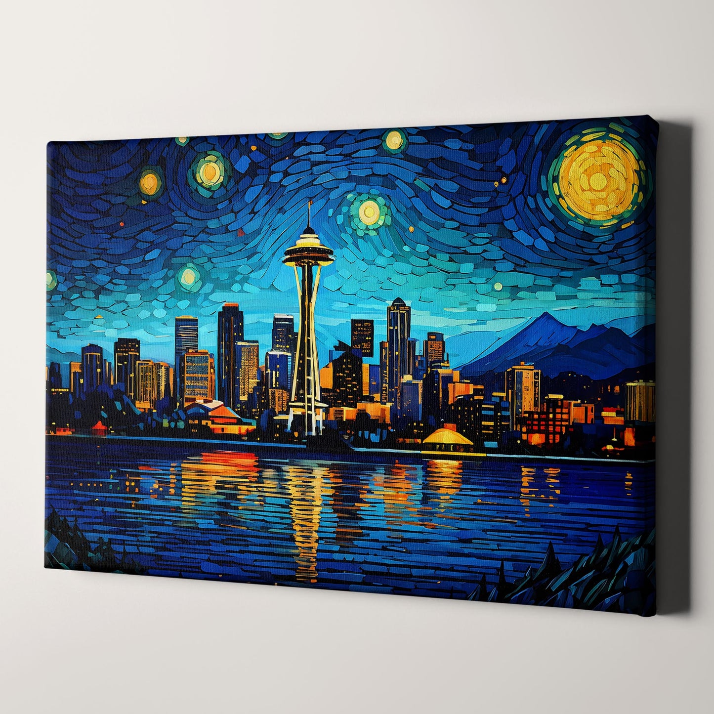 Seattle Skyline as Van Gogh Starry Night