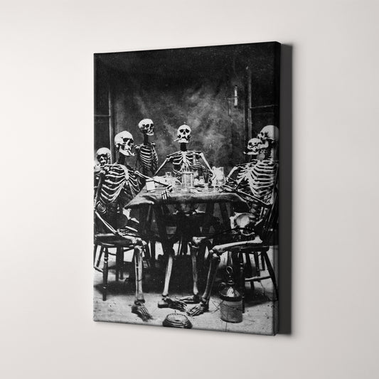 Skeletons Smoking & Drinking Gothic Macabre Dinner 1865