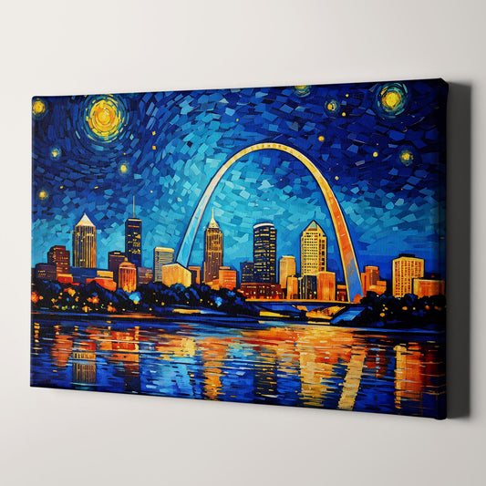 St Louis Skyline as Van Gogh Starry Night
