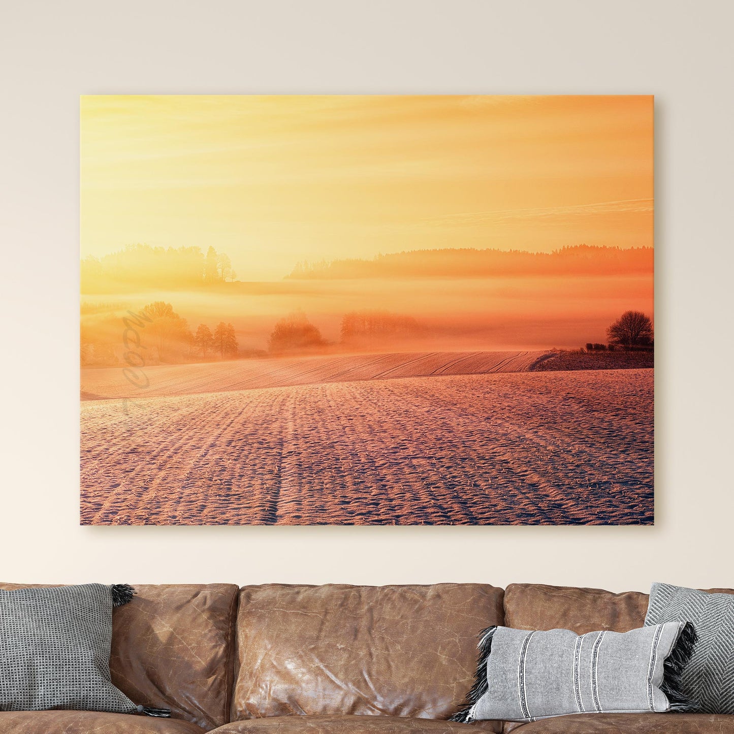 Sunset Over Snowy Fields