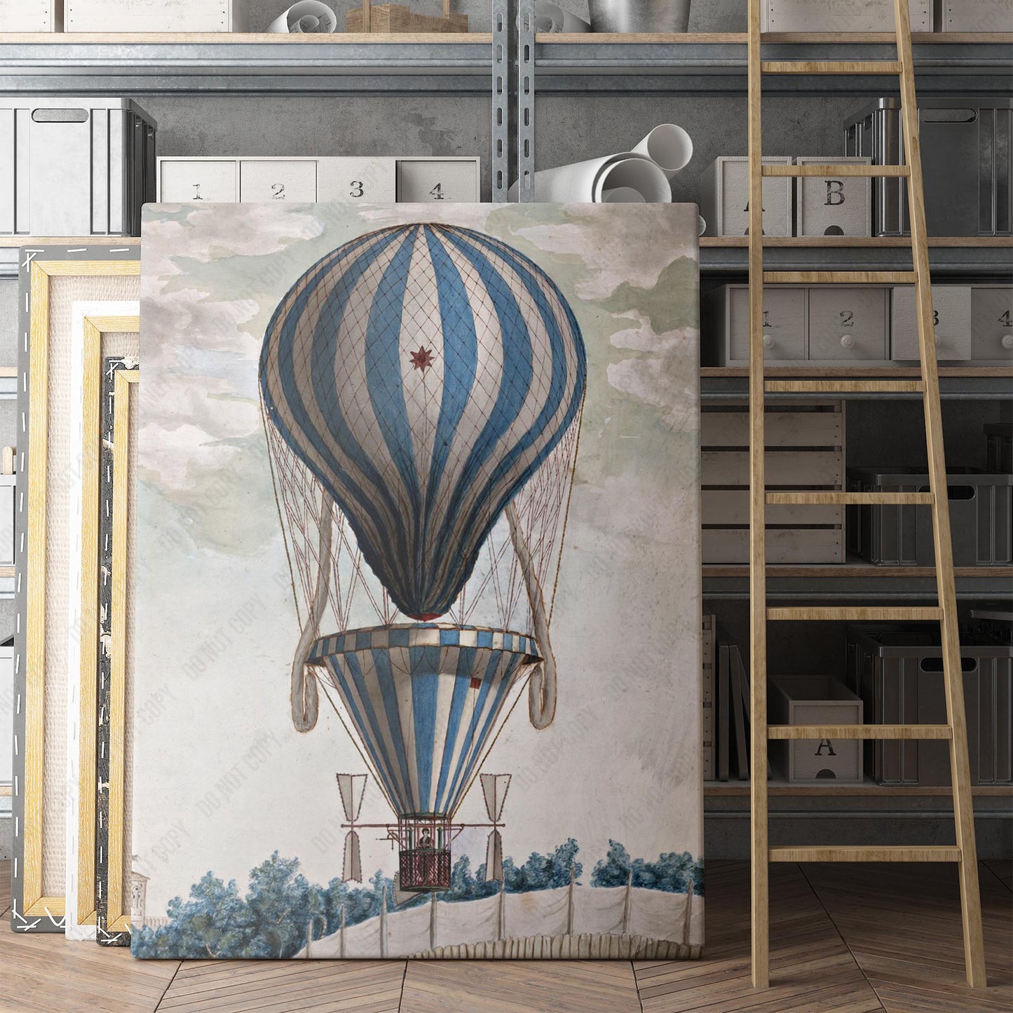 The Blue Balloon In Bologna 1828, Vintage Hot Air Balloon