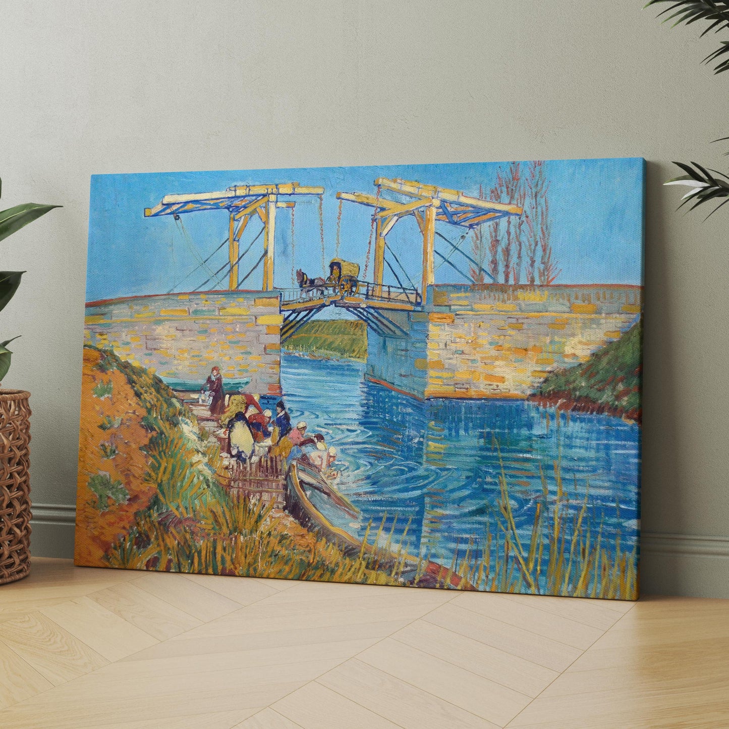 The Langlois Bridge at Arles with Women Washing (1888) by Van Gogh