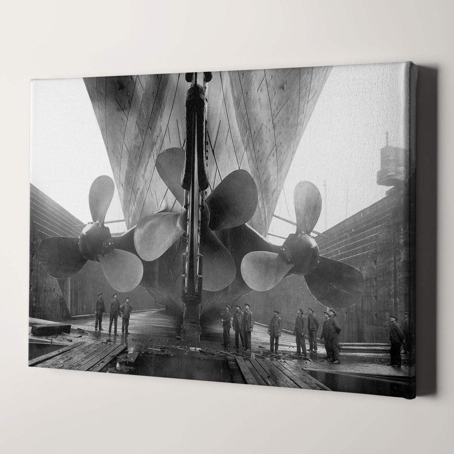 The RMS Titanic's Propellers as the Mighty Ship Sits in Dry Dock