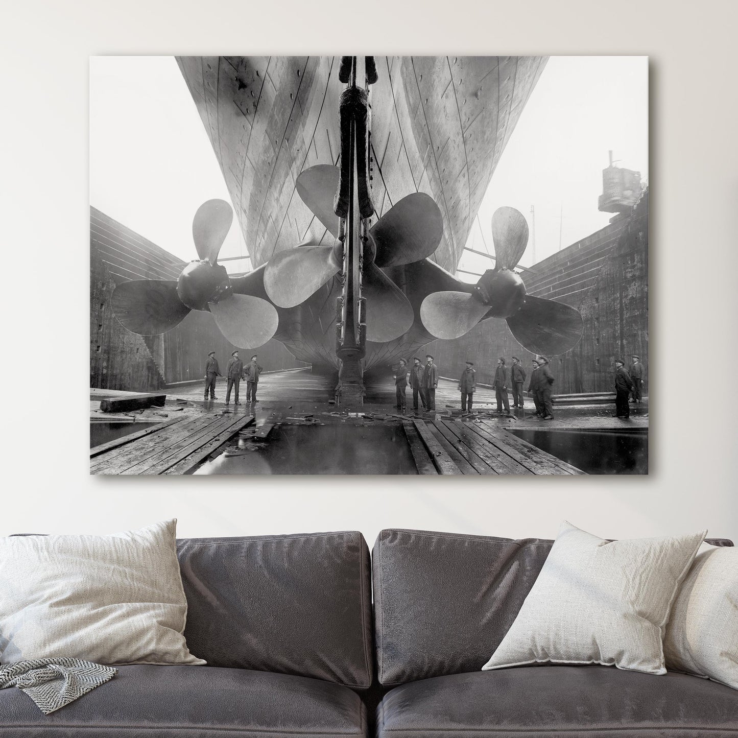 The RMS Titanic's Propellers as the Mighty Ship Sits in Dry Dock