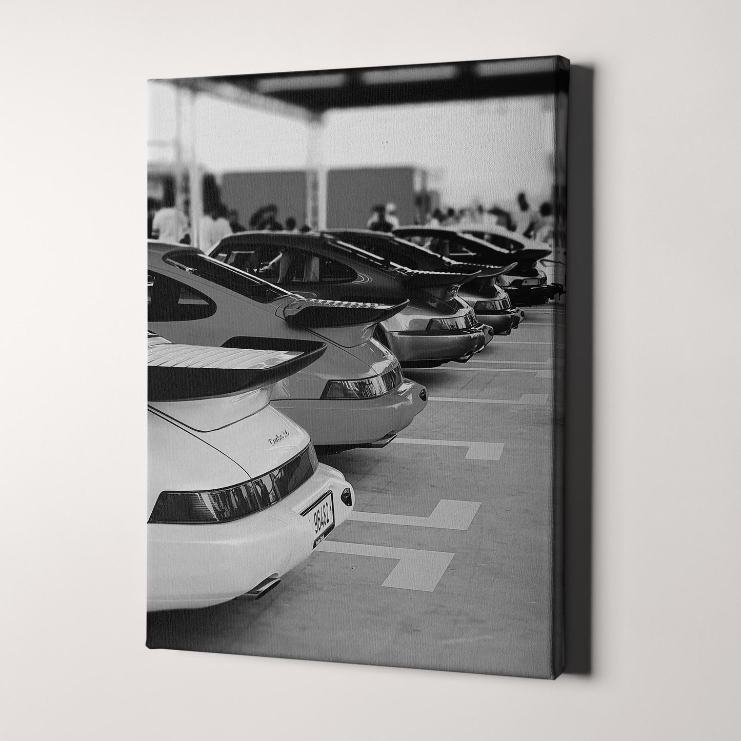 Garage Full of Vintage Porsches in Black & White