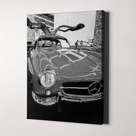 Mercedes Benz 300SL Front View in Black & White