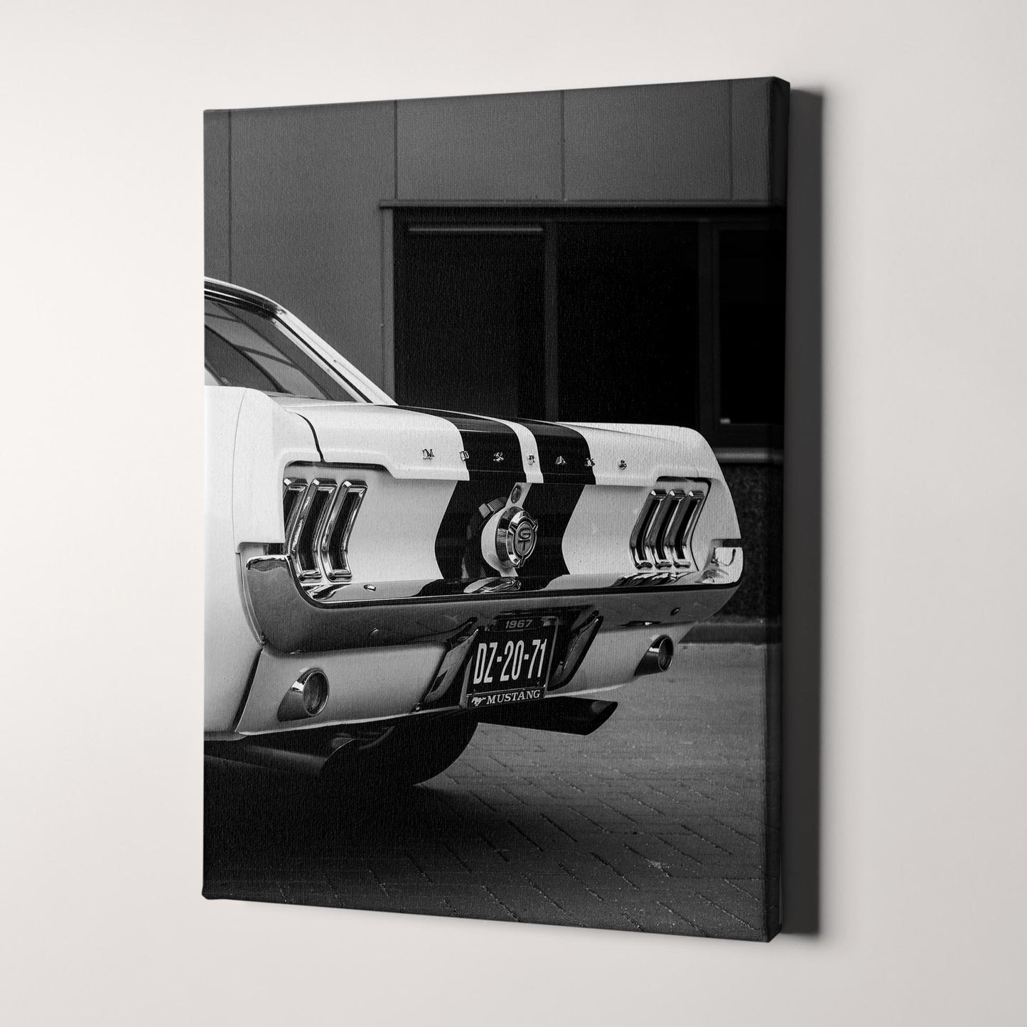 Ford Mustang with Stripes in Black & White