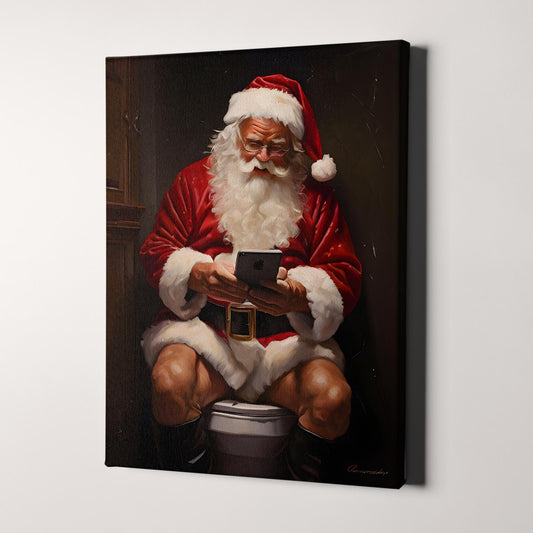 Santa Claus on His Phone on the Toilet