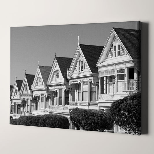 Painted Ladies Row of Victorian Houses San Francisco Black & White