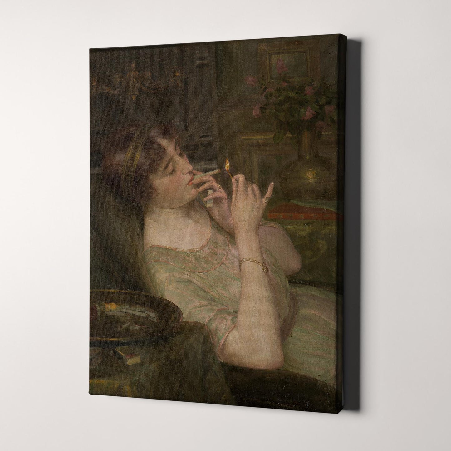 Woman Smoking Cigarette by Auguste Levêque-Suzanne