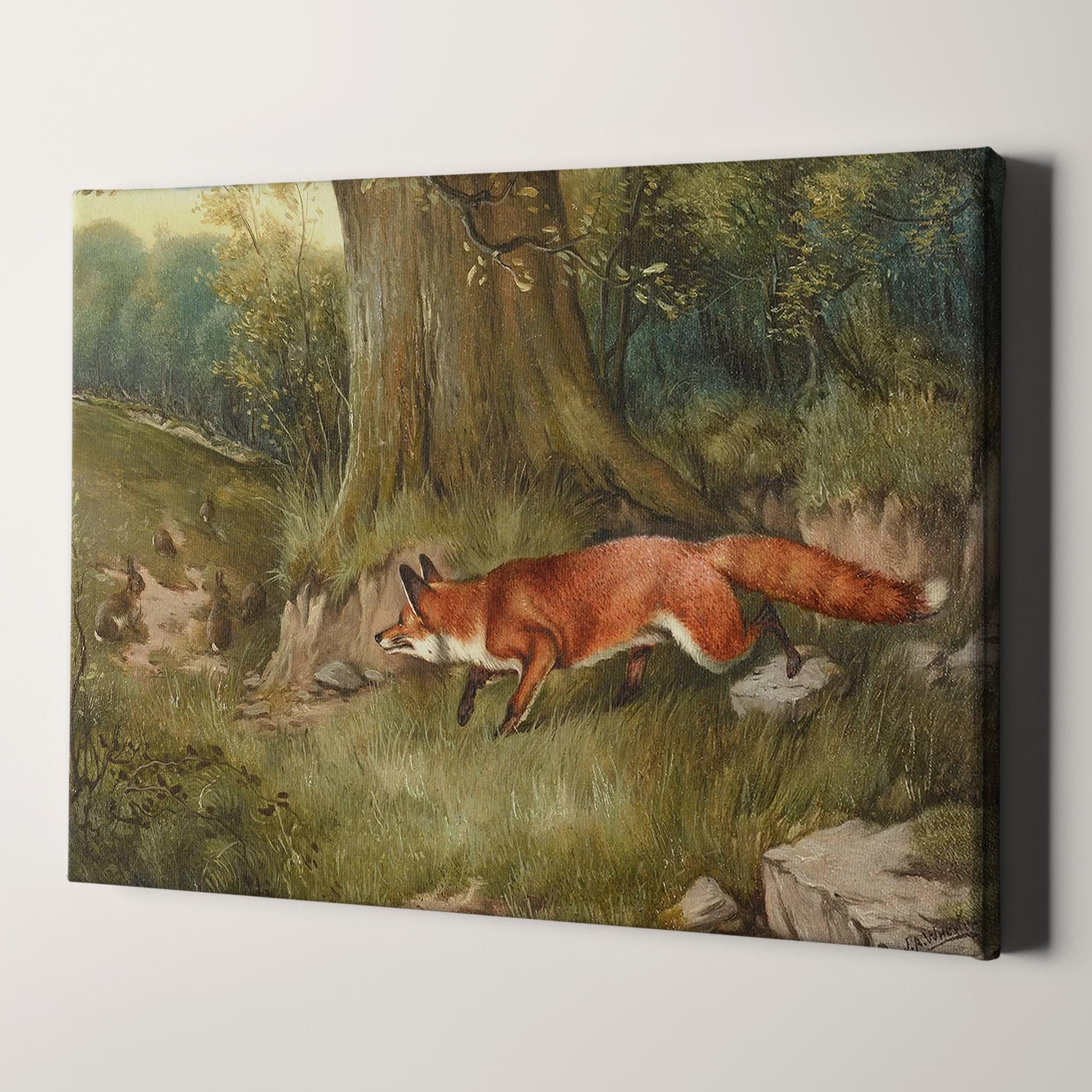 Fox Hunting Rabbits Canvas Wall Art Prints – Big Canvas Art Prints