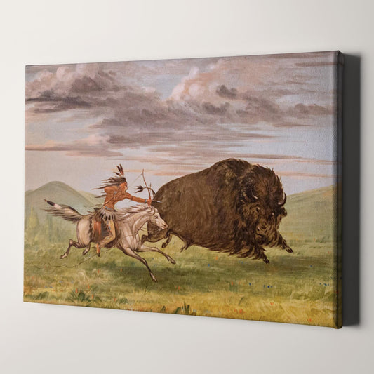 Indian Killing Buffalo with Bow and Arrow by George Catlin