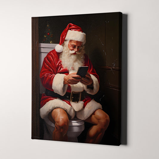 Santa Claus on His Phone on the Toilet