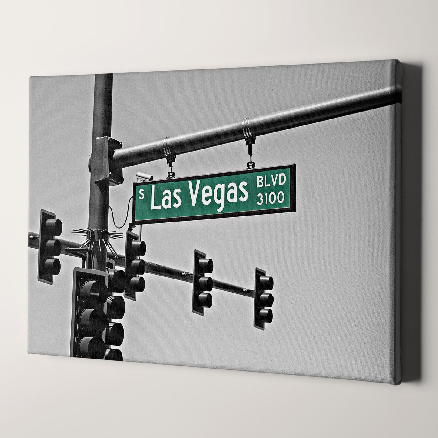 Las Vegas Blvd. Street Sign on Black & White