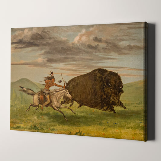 Indian Killing Buffalo with Bow and Arrow by George Catlin