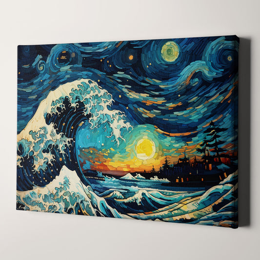 The Great Wave in the Style of Van Gogh