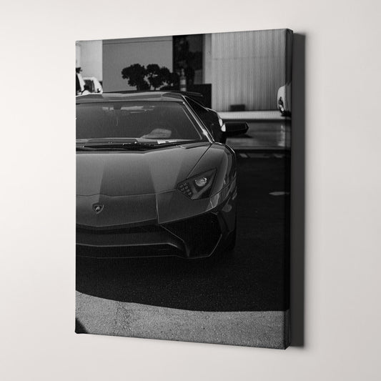 Lamborghini Front View in Black & White