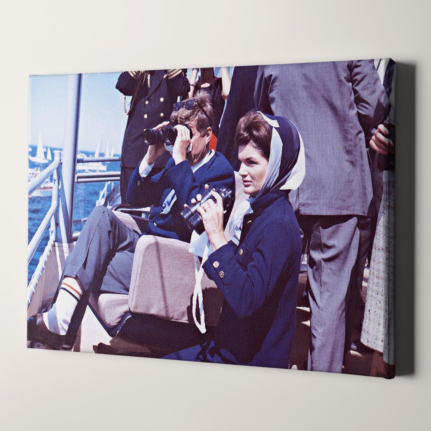 JFK and Jackie Kennedy Watching Sailing Competition, Cape Cod