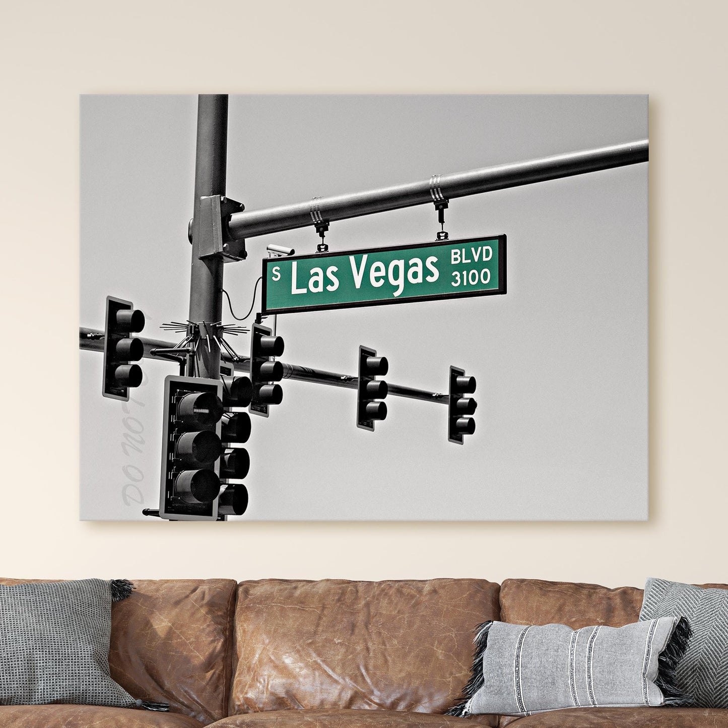 Las Vegas Blvd. Street Sign on Black & White