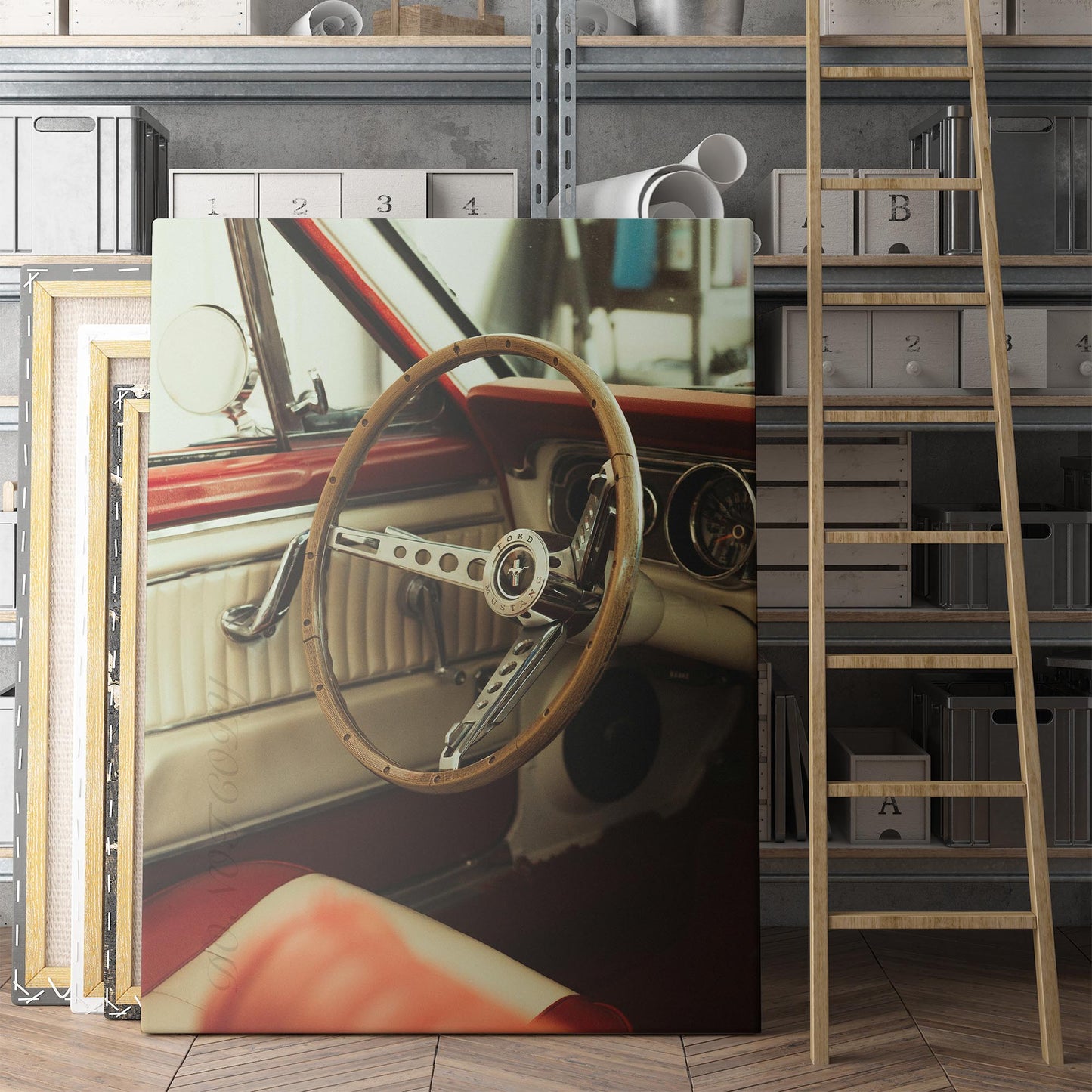 Vintage Ford Mustang Red Interior