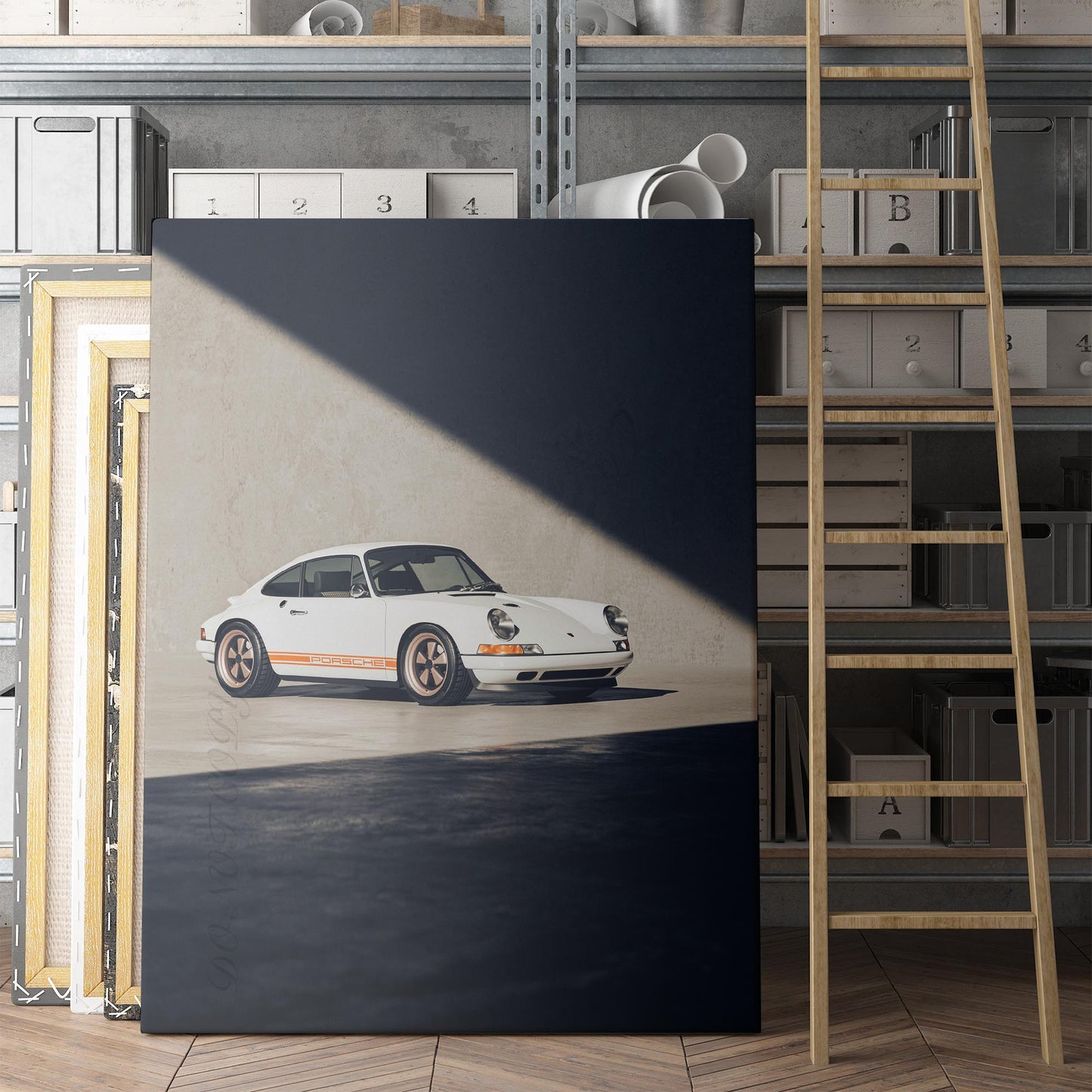 White with Orange Porsche 911