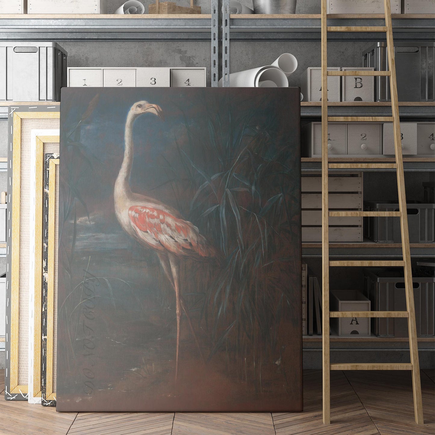 Vintage Flamingo Painting