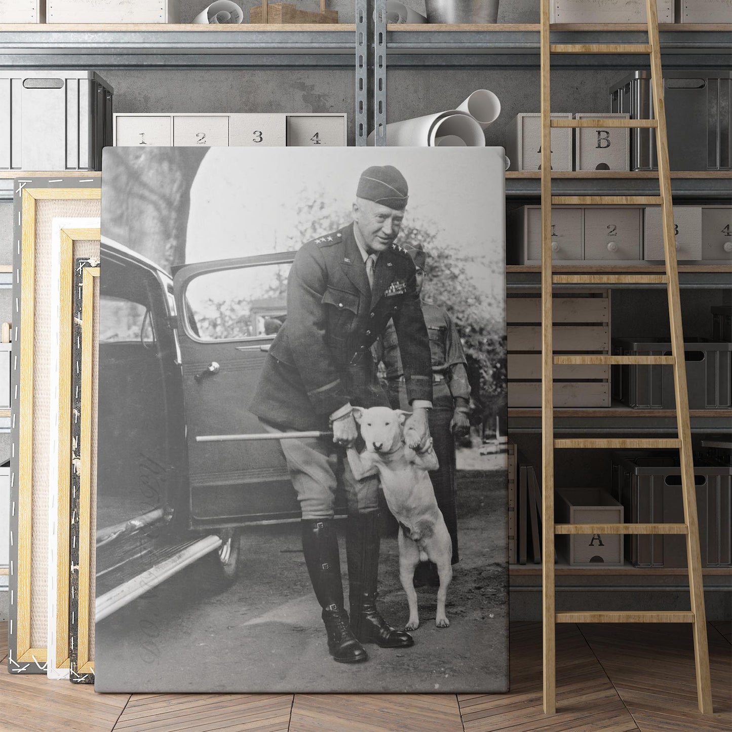 General George S Patton with His Bull Terrier