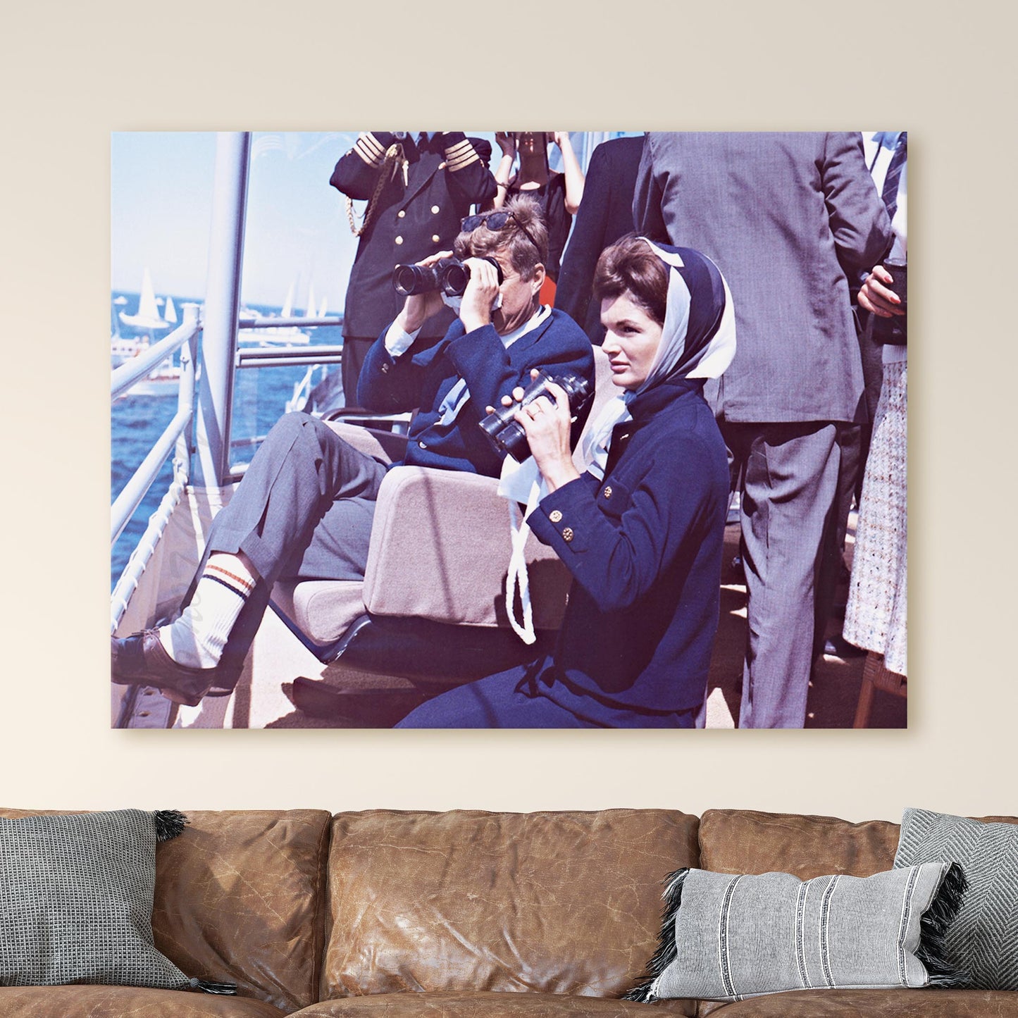 JFK and Jackie Kennedy Watching Sailing Competition, Cape Cod