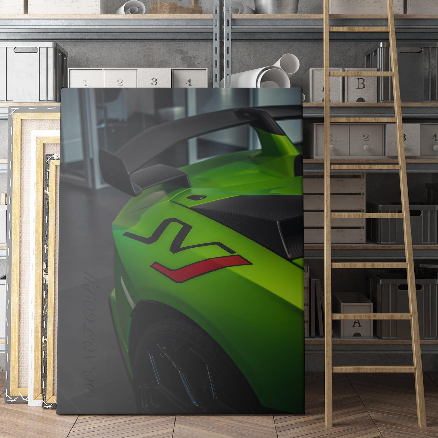 Green Lamborghini Aventador SVJ Spoiler