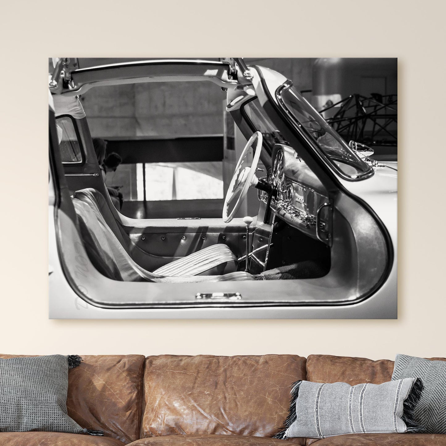 Mercedes Benz 300SL Interior in Black & White