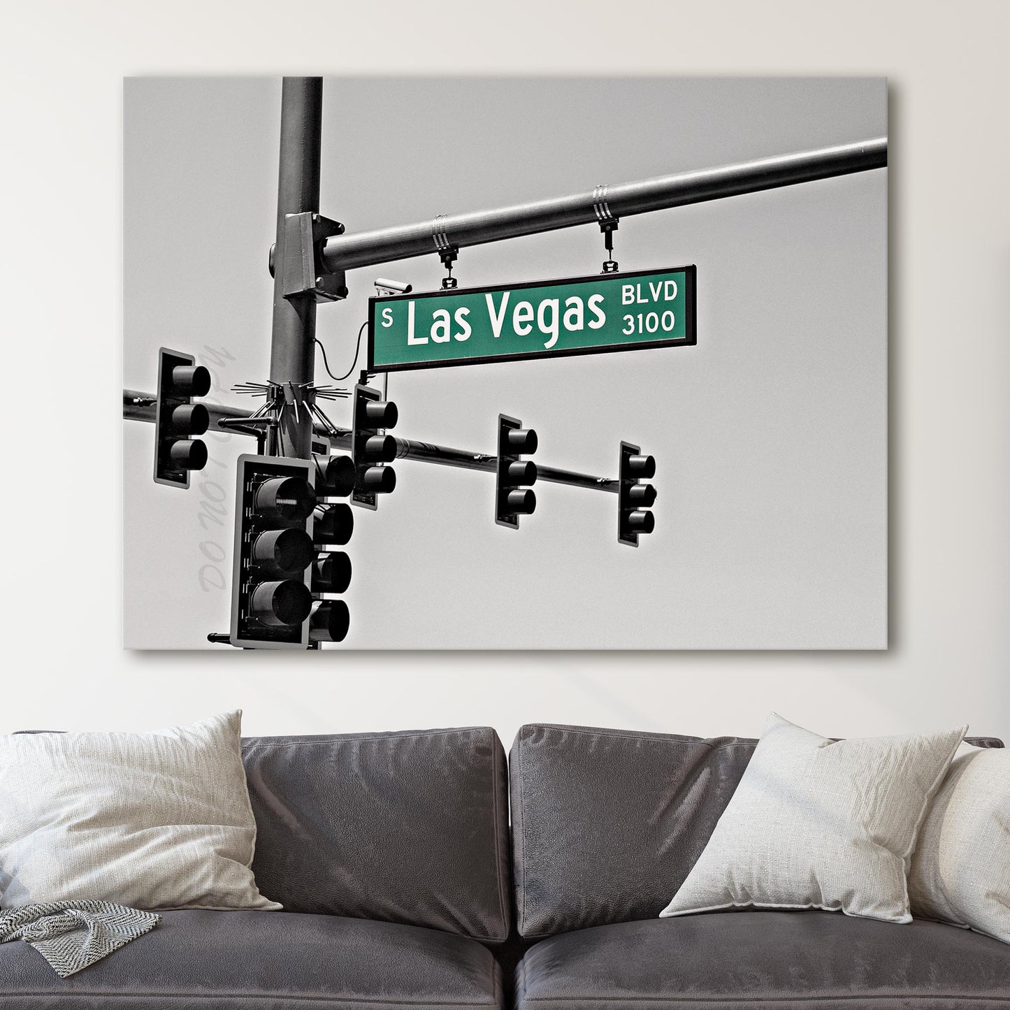 Las Vegas Blvd. Street Sign on Black & White