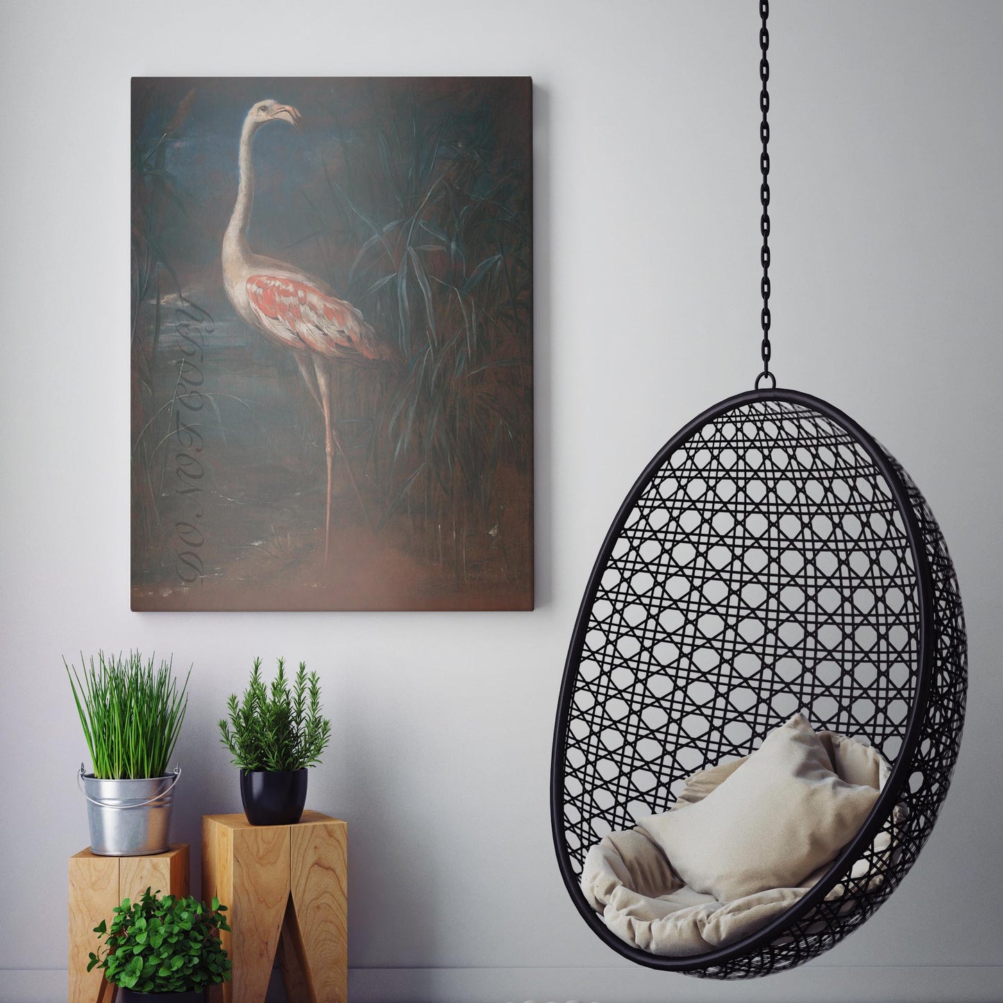 Vintage Flamingo Painting