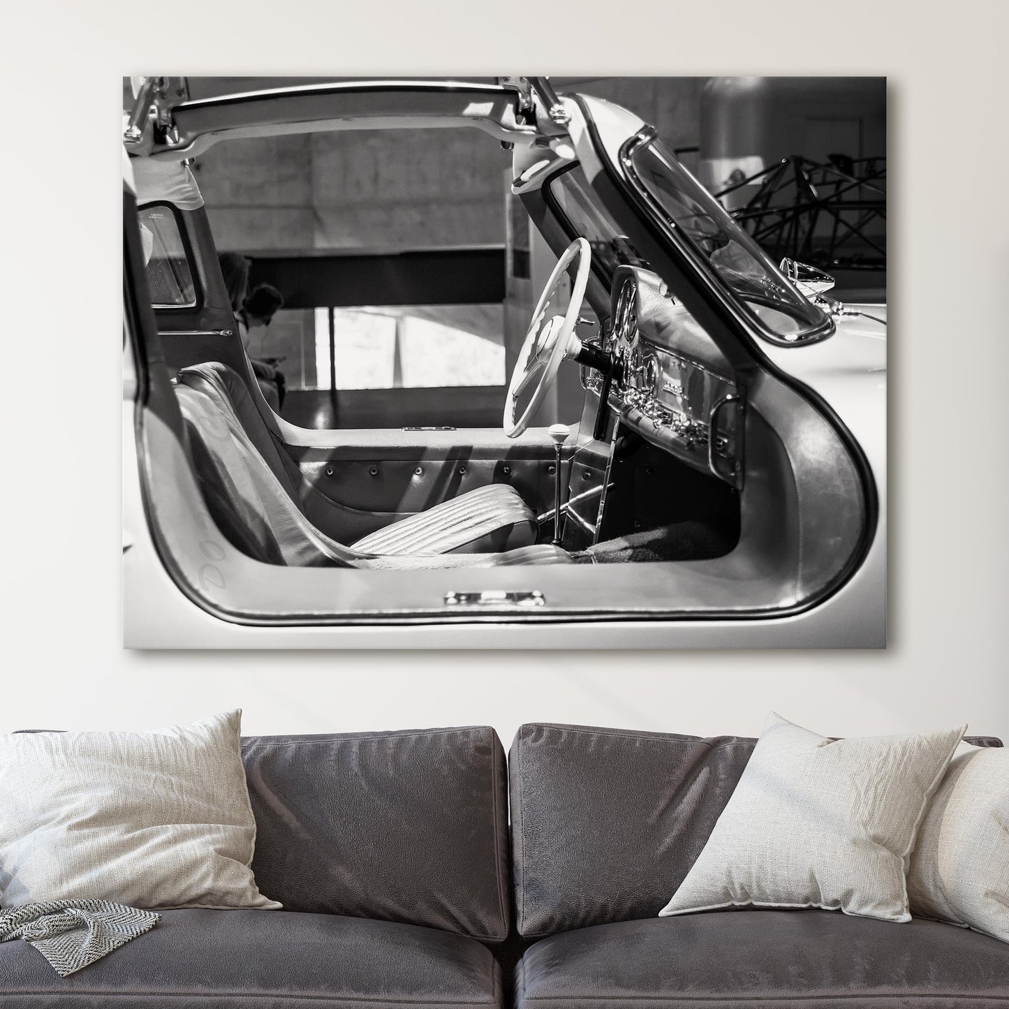 Mercedes Benz 300SL Interior in Black & White