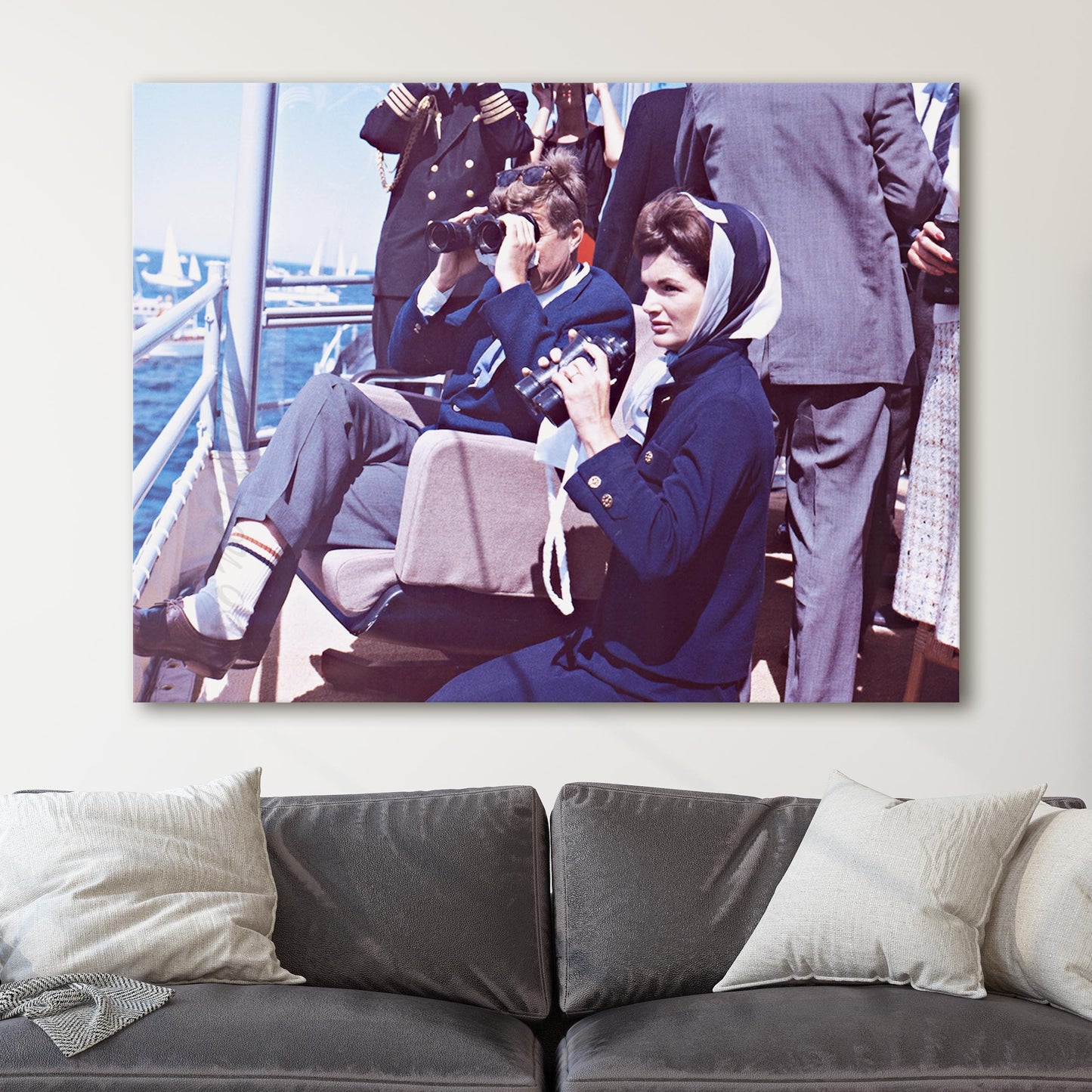 JFK and Jackie Kennedy Watching Sailing Competition, Cape Cod