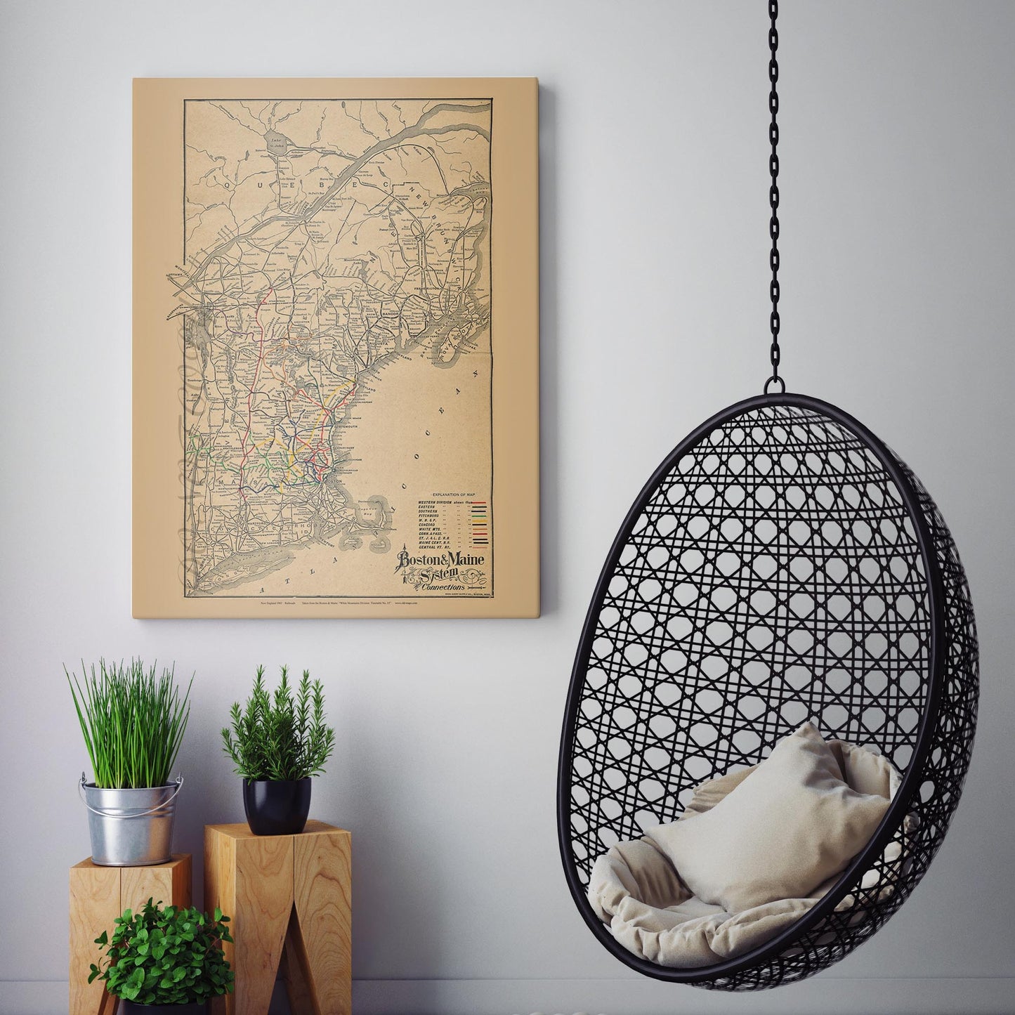 Vintage Map of Boston & Maine